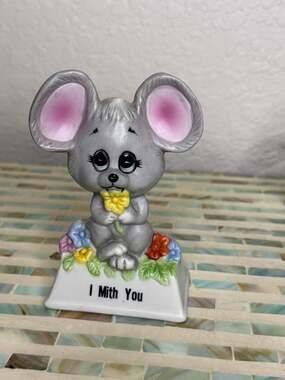 Russ Berrie I Mith You Mouse Figurine Vintage 1979